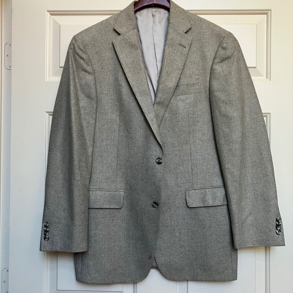 Hart Schaffner Marx Silk Botto Giuseppi Italy Herringbone Sport Coat Blazer 40R